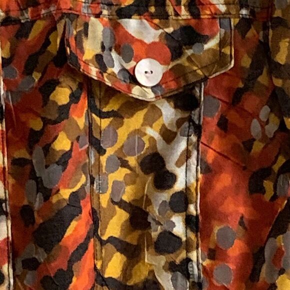 Ruby Rd. Jacket 14 P Red Orange Lace Lightweight Sheer Cut-Out Roll Tab Sleeve - Picture 5 of 13